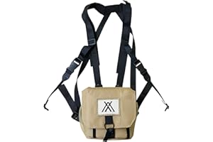 Trummul Waterproof Binocular Harness Chest Pack, Bino Harness Hunting Pouch Case with Adjustable Shoulder Straps, 2 Mesh Side Pockets, Zipper Back Pocket