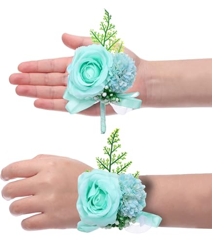 corsage for mint green dress Elegant Organza Rose Corsage & Boutonniere Set - Perfect for Prom  Homecoming Wedding Flowers - Keepsake Reusable