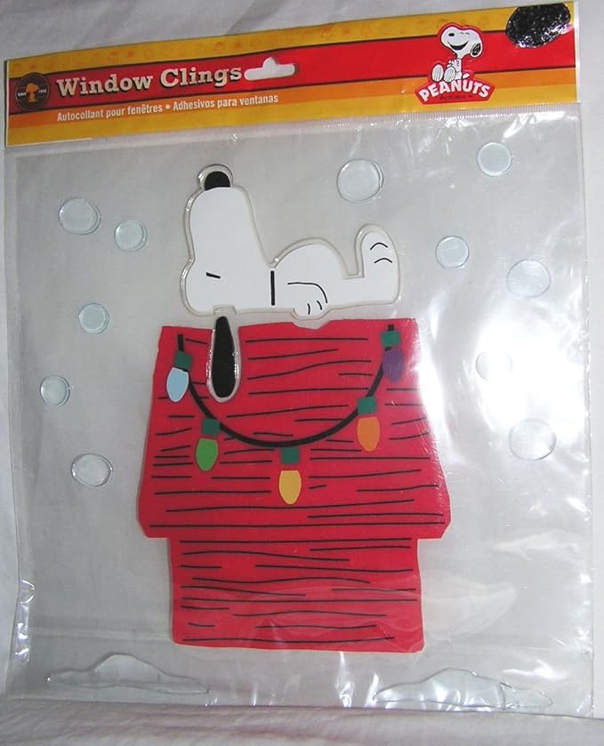 Peanuts Snoopy on Doghouse with Lights Jelz Window Clings