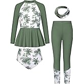 GRACE KARIN Girls Long Sleeve Swimsuit Mermaid Bathing Suit Rash Guard Swimwear 4 Piece Size 5-12