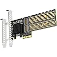 GLOTRENDS PA20 Dual M.2 NVMe to PCIe 3.0 X4 Adapter with PCIe Bifurcation Function, Support 22110/2280/2260/2242/2230 Size