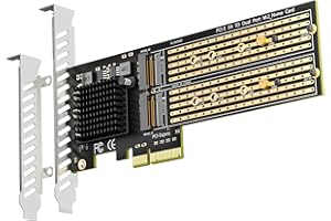 GLOTRENDS PA20 Dual M.2 NVMe to PCIe 3.0 X4 Adapter with PCIe Bifurcation Function, Support 22110/2280/2260/2242/2230 Size