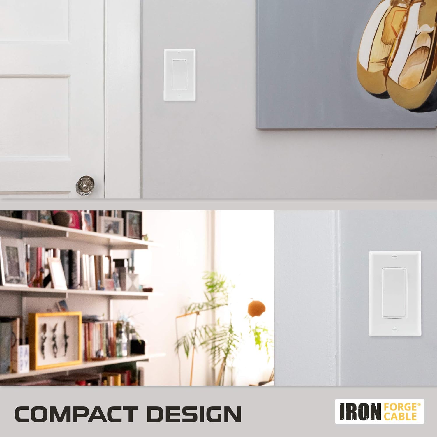 Rocker Light Switch with Wall Plate, 10 Pack, White - 3 Way Decorator Paddle Switch, Three Wire, Residential Grade, 15 Amp, 120/277V, UL Listed - - 