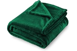 SOCHOW Flannel Fleece Blanket Throw Size, All Season Lightweight Super Soft Cozy Blanket for Bed or Couch, Green, 50x60 inches