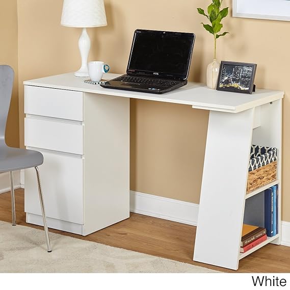 Simple Living Como Modern Writing Desk White Kitchen & Dining