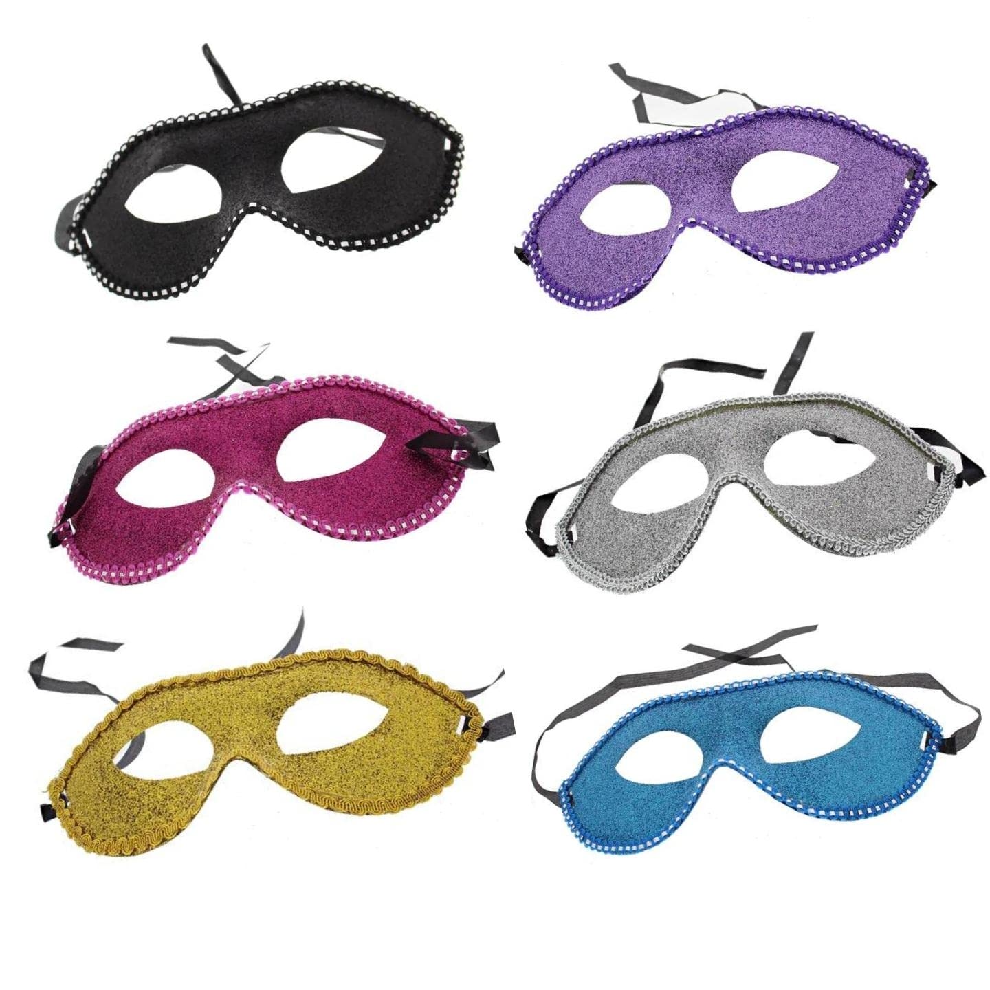 Topkids Accessories Set of Masquerade Mask for Women and Men, Masquerade Ball Mask Set, Halloween Mask, Venetian Masks For Couples, Women, Men, Fancy Dress Adult (Glitter w/ Trim)
