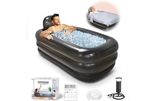 Nevife Inflatable Bathtub with Pump - Foldable Portable Spa Tub for Adults, Hot & Ice Bath, Indoor Outdoor Use, Includes Bath