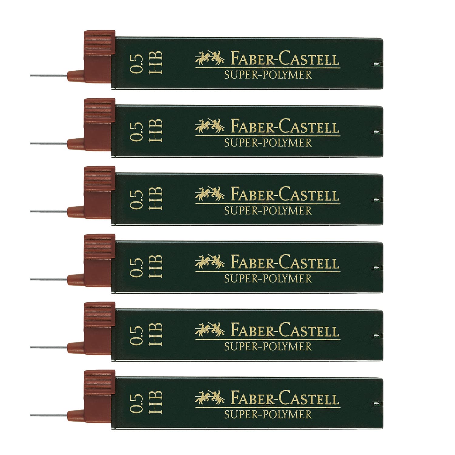 Faber-Castell 205040 Super Polymer Pencil Leads Set of 6 with 12 Leads Each 0.5 mm HB Hardness