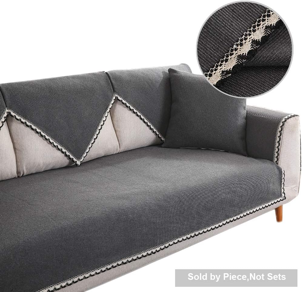 Zone Solid color Sofa slipcover Protector Pets dog, Sectional Couch cover Antislip Scratch