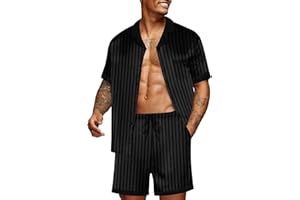 Ekouaer Men Satin Silk Pajamas Set with Pockets Sleepwear Shorts Satin Summer Loungewear 2 Piece Button Down Set S-3XL