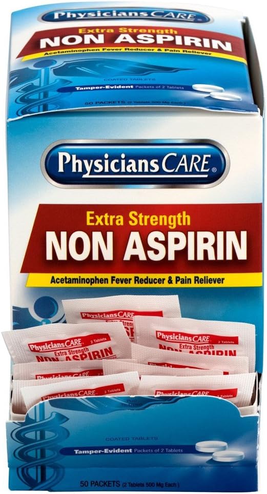 PhysiciansCare Non Aspirin Acetaminophen Pain Reliever Medication (Compare to Tylenol), 50 Doses: Health & Personal Care