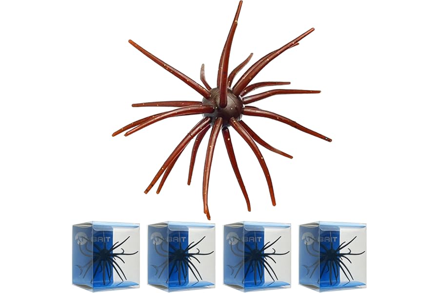4Pcs Floating Sea Urchin Soft Lure | Tentacle Creature Lure, 4.33" & 3.54" TPR Finesse Baits, 5 Colors, Ideal for Bass Fishing with Drop Shot, Wacky Rig, Neko Rig