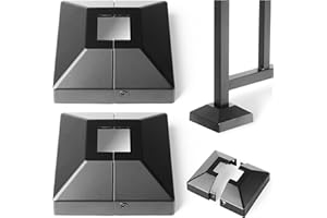 Hulave Split Post Cover, Fits 1x1 Post/3.5x3.5 Base, Indoor/Outdoor Iron Railing, Fence, Stair Base Decorative Skirt Covers (2Pack-Black)