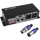 MEIRIYFA 4 Channel DMX512 Decoder LED Dimming Controller Driver,DMX PWM Constant Voltage Engineering Decoder for DC12V-24V 8A/4CH for LED RGB 5050 3528 Strip Light RGBW Light