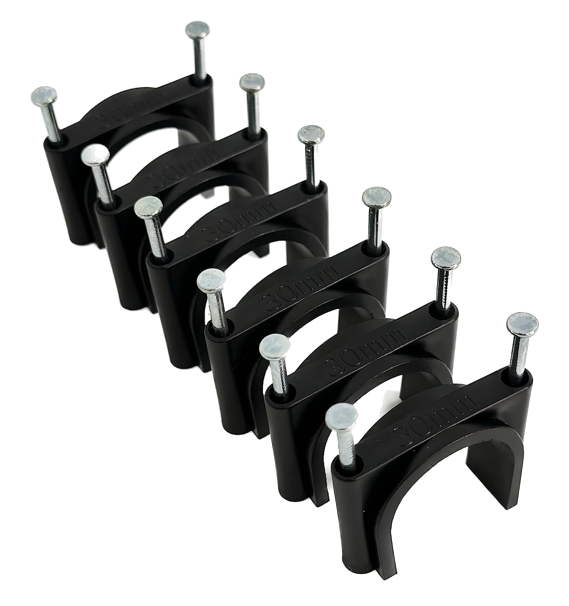 TR Cable® Pack of 50 Round Black Cable Clips with Strong Nails - Durable & Versatile - Ideal for Indoor/Outdoor Cable Management, 30mm