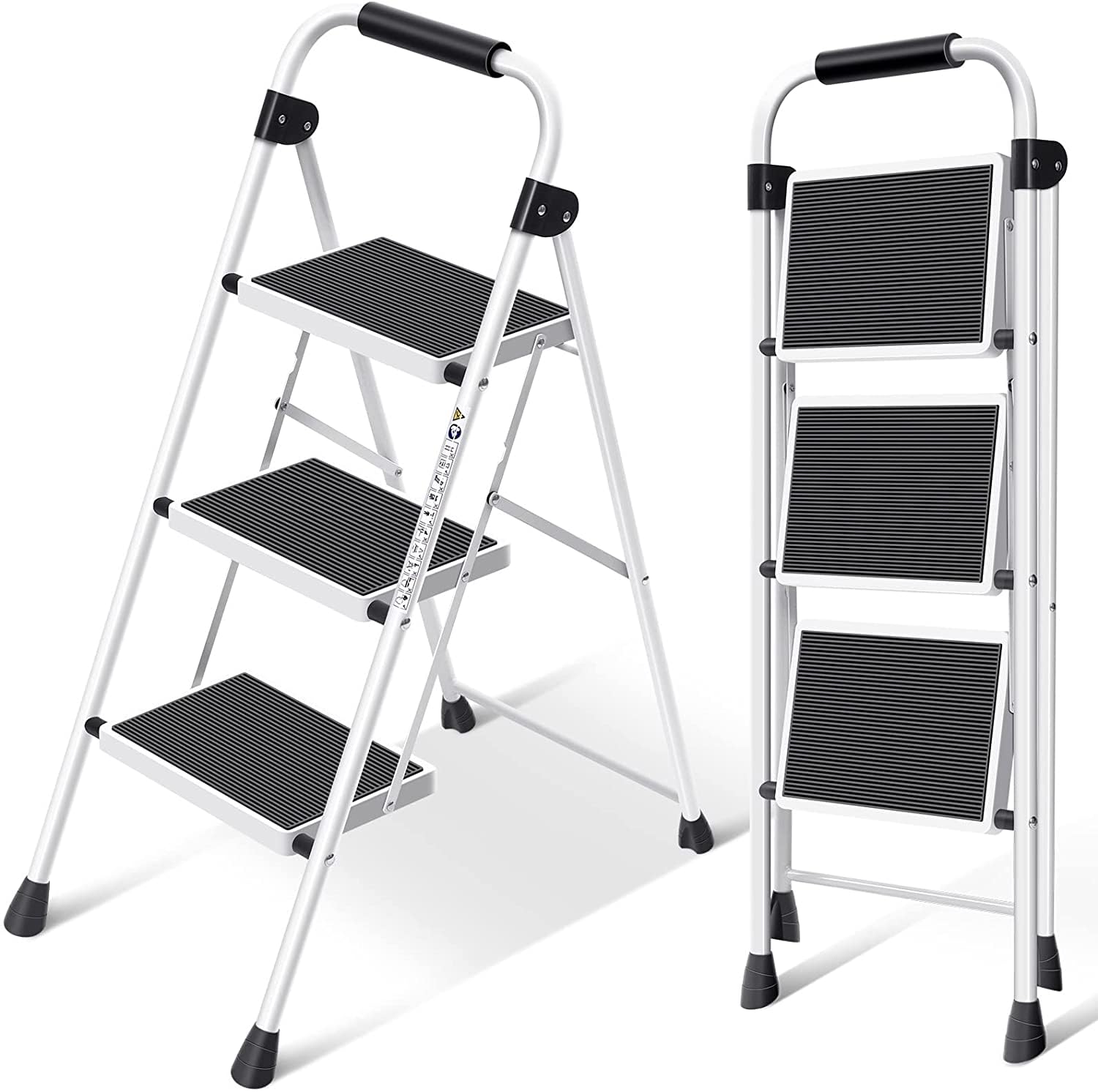 Photo 1 of SIMPLI-MAGIC Step Ladder, 3 Step Stool Ergonomic Folding Step Stool with Wide Anti-Slip Pedal Sturdy Step Stool for Adults Multi-Use for Household, Kitchen?Office Step Ladder Stool (3 Step - White)