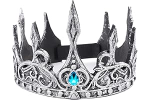DothRayan Royal King Crown for Cosplay Prop Holiday Party, Halloween Costume Prom Party, Adjustable Royal Crown Prince Tiara
