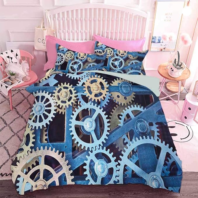 Hiiiman Home Textiles Bedding Set Bedclothes A Set of Clock Gears Steel