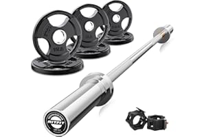 RitFit Barbell Weight Set - 4/6FT Olympic Barbell with Weight Plates (55-275LB Total) - Weightlifting Equipment for Squats, Curls, Deadlifts, Presses, Hip Thrusts