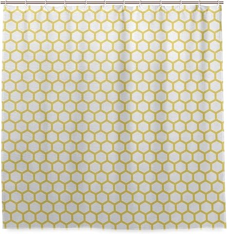 Amazon Kapanou防水 シャワーカーテン 六角形パターンハニカムbeehive単純な幾何学的なモノクロ かわいいシャワーカーテン ユニットバス バスルーム 芸術の装飾 180cmx180cm バスフック付き 取り付け簡単 シャワーカーテン ホーム キッチン オンライン通販