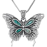 DOLIOX Genuine Turquoise Butterfly Necklace, Sterling Silver Dainty Native American Western Jewelry Birthdays Gift for Women
