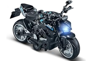 Gilumza Pull Back Motorcycle Toys, Ducati Gift with Music Lighting, Street Fighter Motorcycles Toy for Boys Kids Age 3-12 Year Old (Black)