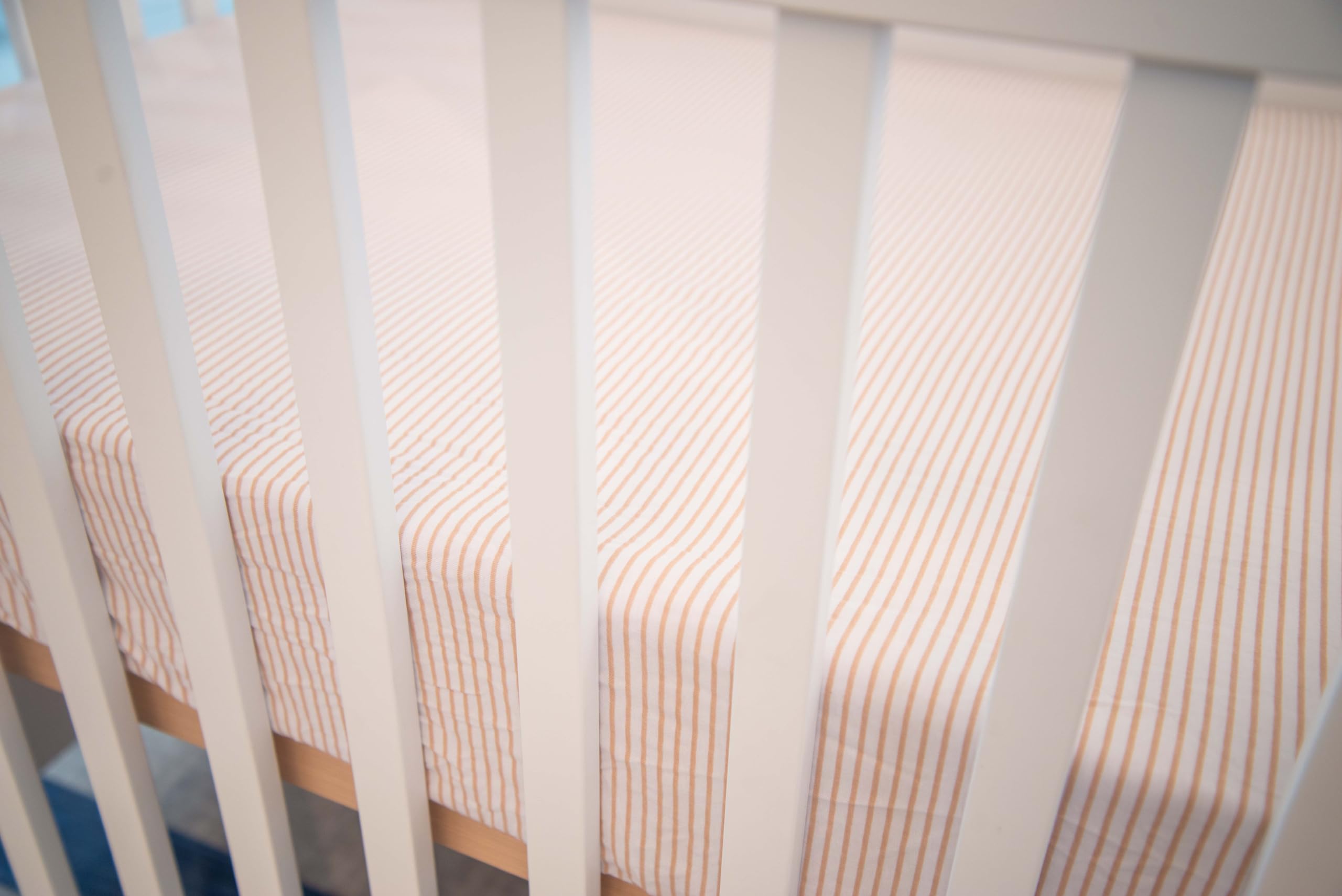 Ely’s & Co. Pack and Play Sheets, for Mini/Portable Crib, 2 Pack Fitted Playpen Play Yard Sheet Set Compatible with Graco Pack n Play, for Baby Girls, 100% Cotton, Pink Tulips and Stripes, 38”x24”x5”