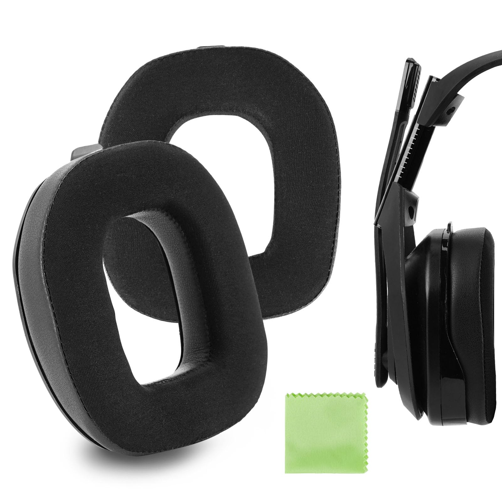 Geekria Comfort Hybrid Velour Replacement Ear Pads for Astro A40 TR Headphones, Repair Parts (Black)