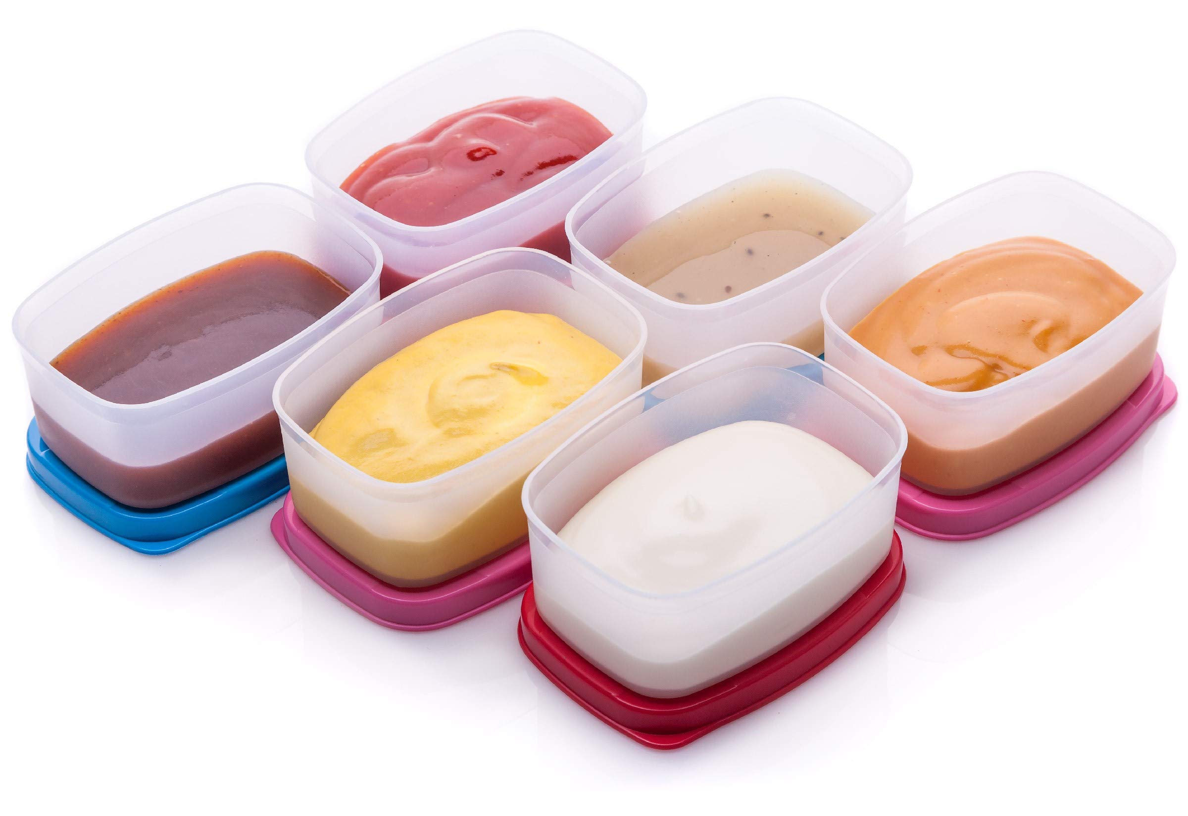 SIGNORA WARE Reusable Plastic Food Storage Containers – Stackable Airtight Food Containers for Snacks, Picnics, Food Prep, Picnics and more – Set of 6-3 oz
