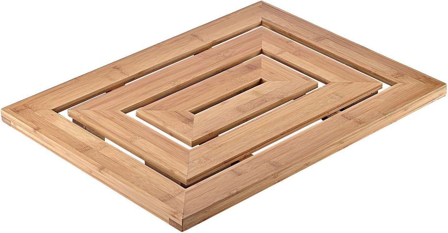 Shower Mats,Hanzeek Luxury 100% Bamboo Natural floor & Bath Mats,Measures 1" x 23.7" x 17.7" (Rectangle)