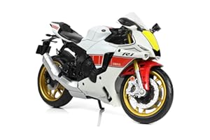Risopen 1:12 Motorcycle Model Toy for Yamaha YZF-R1 1000R Metal Die-cast with Plastic Motorcycle Model No Assembly Required Mini Finished Moto Gift for Adult（White）