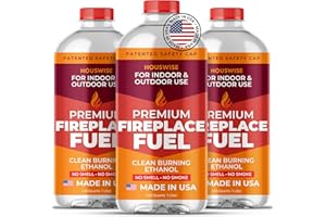 HOUSWISE Bio Ethanol Fireplace Fuel 3 x 1 Liter - Bioethanol Fuel Tabletop Fire Pit, Bio Ethanol for Table Top Fire Pit & Fireplaces - Made in USA