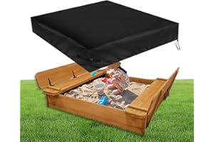 Fizentia Sand Box Cover,500D Waterproof Sandbox Cover,Heavy Duty Outdoor Cover Fits 50" L x 40" W Sand Box with Lid,Wooden or Plastic Square Sandboxes-Black (Only Cover)