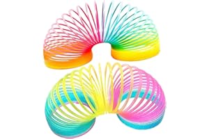 CXLHO Jumbo Rainbow Coil Spring Toy, Classic Novelty and Colorful Neon Plastic Toy Party Supplies for Boys Girls 2 Pack