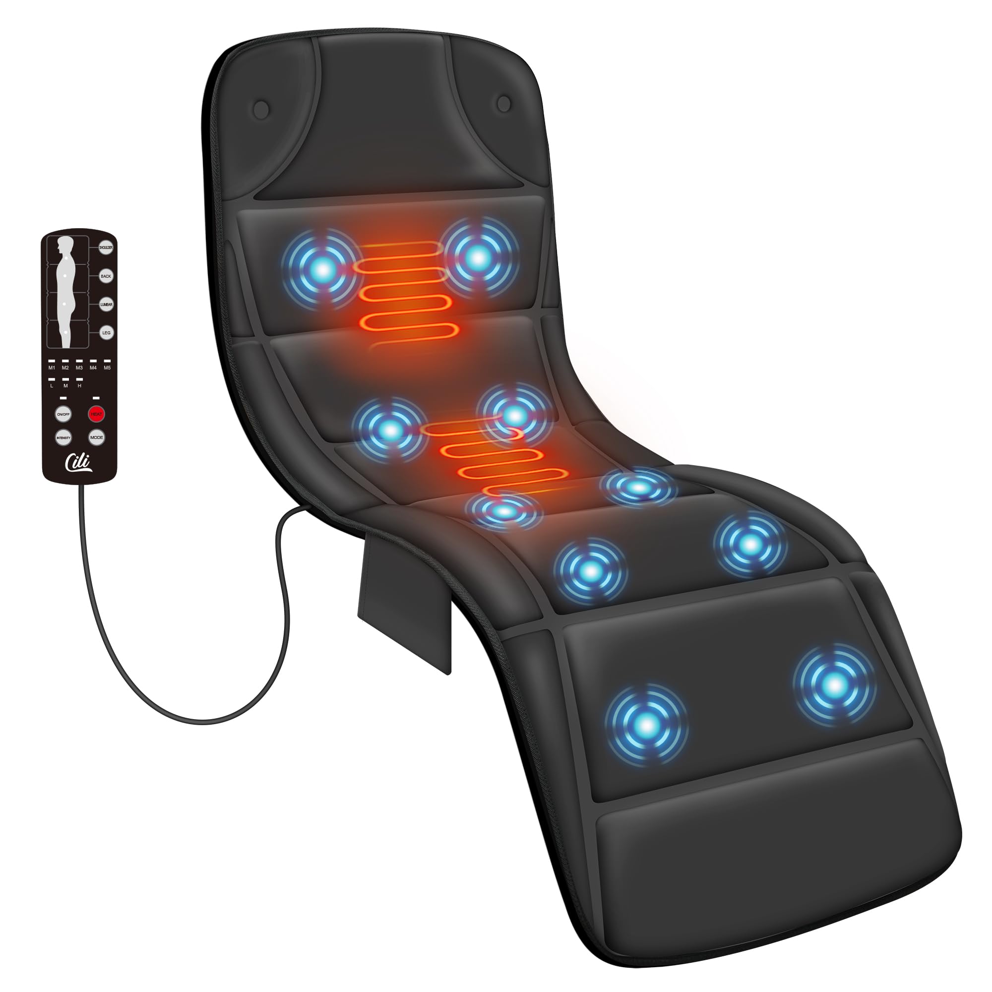 Photo 1 of CILI Massage Mat Full Body,Massager Chair Pad,10 Vibration Motors & 5 Massage Modes,Back Massager for Bed,Massage Mattress Pad for Back,Heating Pad with Auto Shut Off