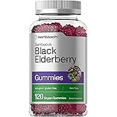 Horbaach Black Elderberry Gummies | 120 Count | Sambucus Extract | with Zinc and Vitamin C | Berry Flavor | Vegan, Non-GMO, and Gluten Free Supplement for Adults