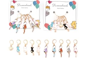 DoreenBeads 10Pcs Cat Stitch Marker Charms for Crocheting and Knitting, Locking Alloy Enamel Crochet Stitch Marker with Lobster Clasp Knitting Crocheting Accessories Gold