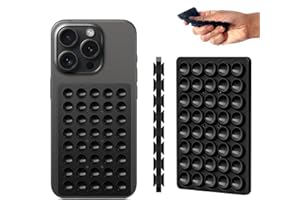 CukoHno MAX Silicone Double-Sided Suction Phone Case Detachable Mount,Hands-Free, Strong Grip Holder for Selfies & Videos,iPhone 16 Pro Max Case,2.52″x 3.94″,Black
