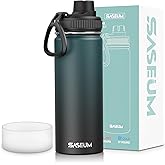 SASEUM Kids Sport Water Bottle 18oz Stainless Steel Double Wall Vacuum Thermal Mug with Leak Proof Spout Lids, Wide Mouth Metal Insulated Water Jug for Gym and Travel,Dark-Blue