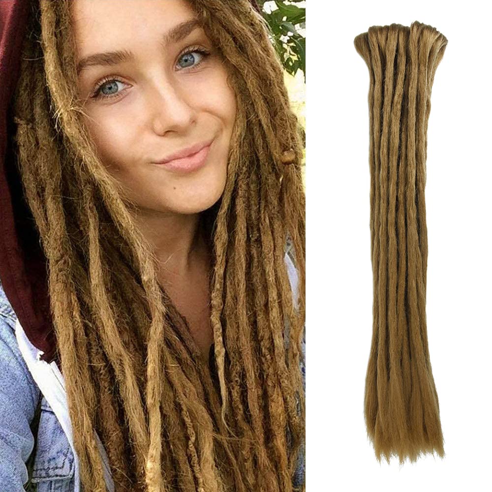Double Ended Dreadlock Extensions 20 Inch 10 Strands Brown Synthetic Dreads Handmade Dread Extensions Crochet Hippie Locs(27#/Light Brown Color)
