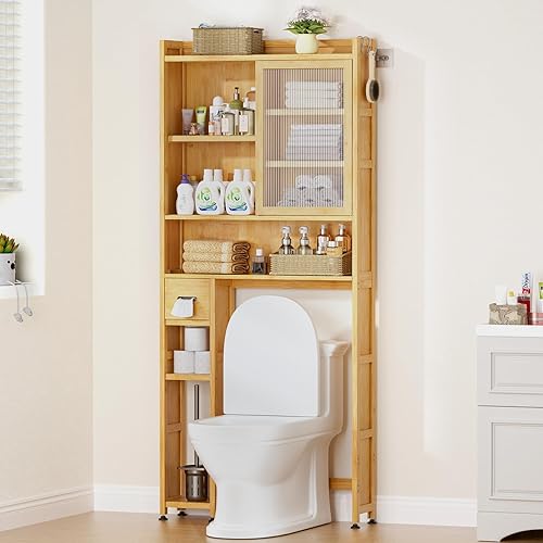 Cozivolife Over The Toilet Storage Cabinet with Acrylic Door Panel and ...