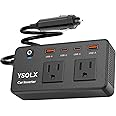300W Car Power Inverter, YSOLX Dual DC 12V to 110V AC Car Outlet Adapter to Wall Socket, 24W Fast Charging USB-C and USB-A Po