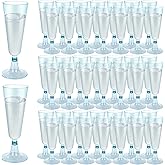 LOPYXBR 100 PCS 5 Oz Blue Plastic Champagne Flutes Blue Plastic Champagne Glasses Champagnes Flutes Disposable Champagnes Cups Reusable Wedding Toasting Glasses for Party, Wedding, Christmas