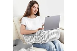 DONAMA Reading Pillow for Gaming, Lap Desk Pillow for Laptop, Arm Rest Pillow with Side Pockets, Memory Foam Bed Rest Pillow for Reading, Working, Gaming, Writing in Bed Couch Floor (Dark Grey)