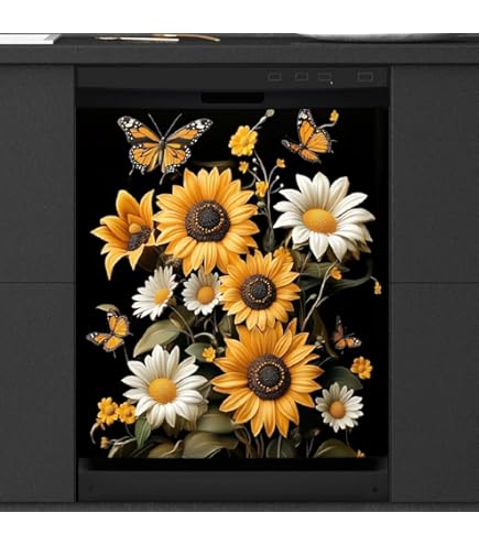 Aesthetic Blue Flowers Dishwasher Magnet Cover Magnetic Dishwasher Door Cover Magnetic Refrigerator Cover 23x26in