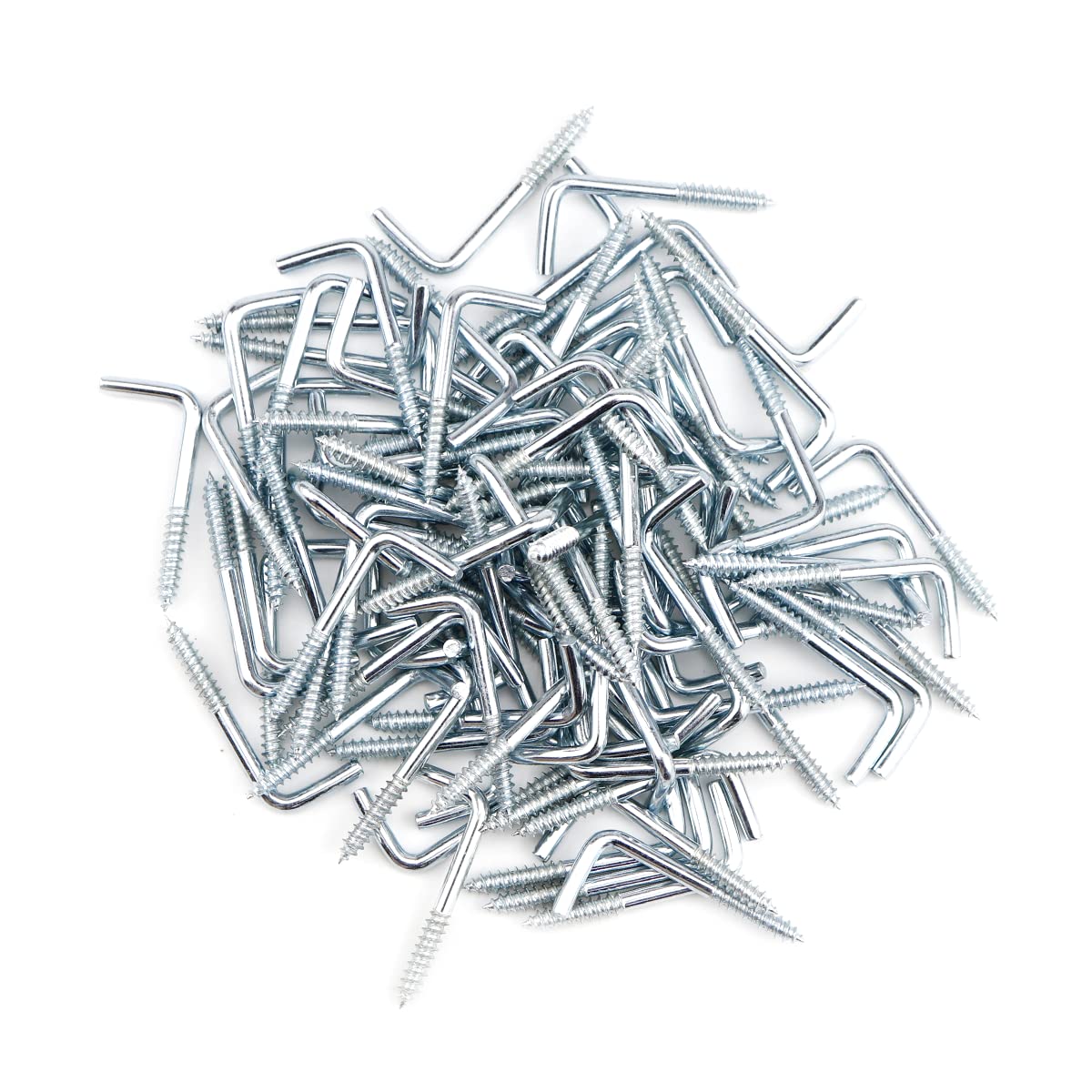 LNQ LUNIQI 100Pcs L Shaped Screws Self-Tapping Screw 7 Shape Right Angle Metal Photo Frame Hook Screws for Hanging, Zinc Plated（13X33mm）