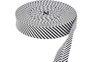 PH PandaHall 24 Yards/22m Single Fold Bias Tape Black White Stripe Ribbons 3/4 inch(20mm) Polyester Single Fold Binding for S