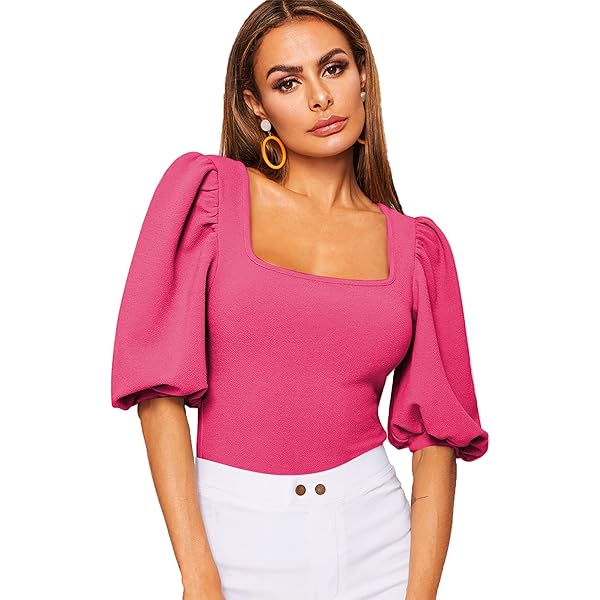 在庫限定 Mame◎Square Neck Puff Sleeve Shirt - vidaclube.com.br