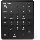 Bluetooth Number Pad, Jelly Comb N019 Ultra Slim Wireless Bluetooth 28-Key Numeric Keypad Data Entry with Multiple Shortcuts for Smartphones Tablet Surface pro and More-Black