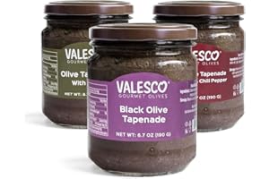 VALESCO Olive Tapenade Variety Pack - Spicy, Herb, and Black Olive Tapenades for Dips, Spreads, and Bruschetta (6.7 fl oz each)